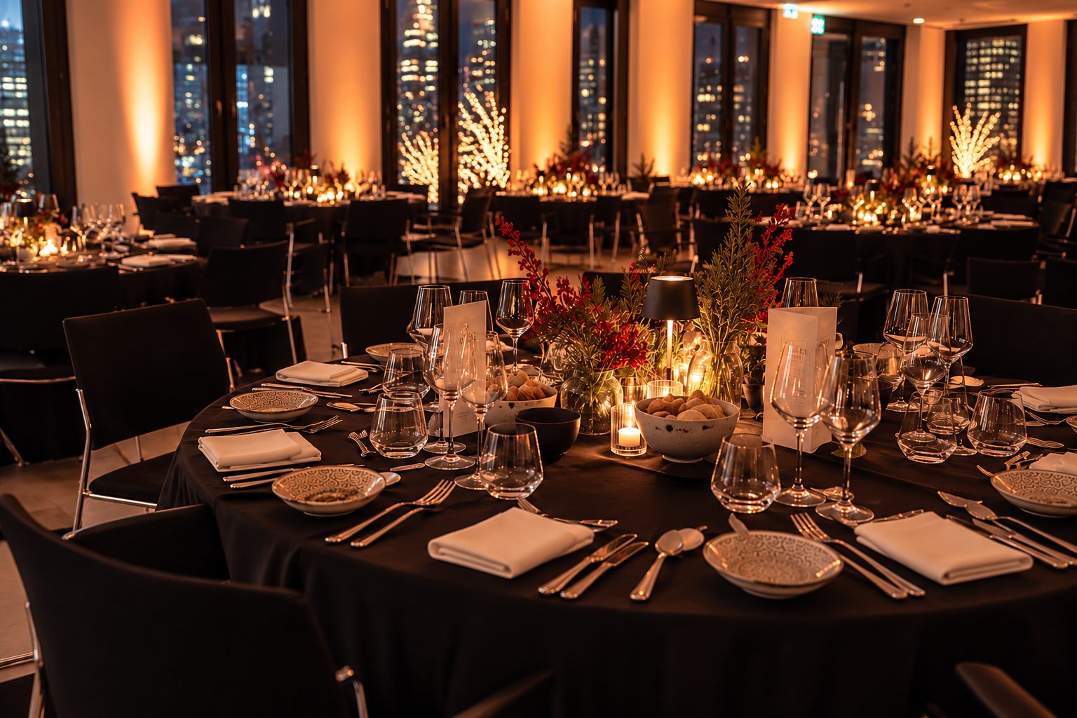 Seated dinner with guests