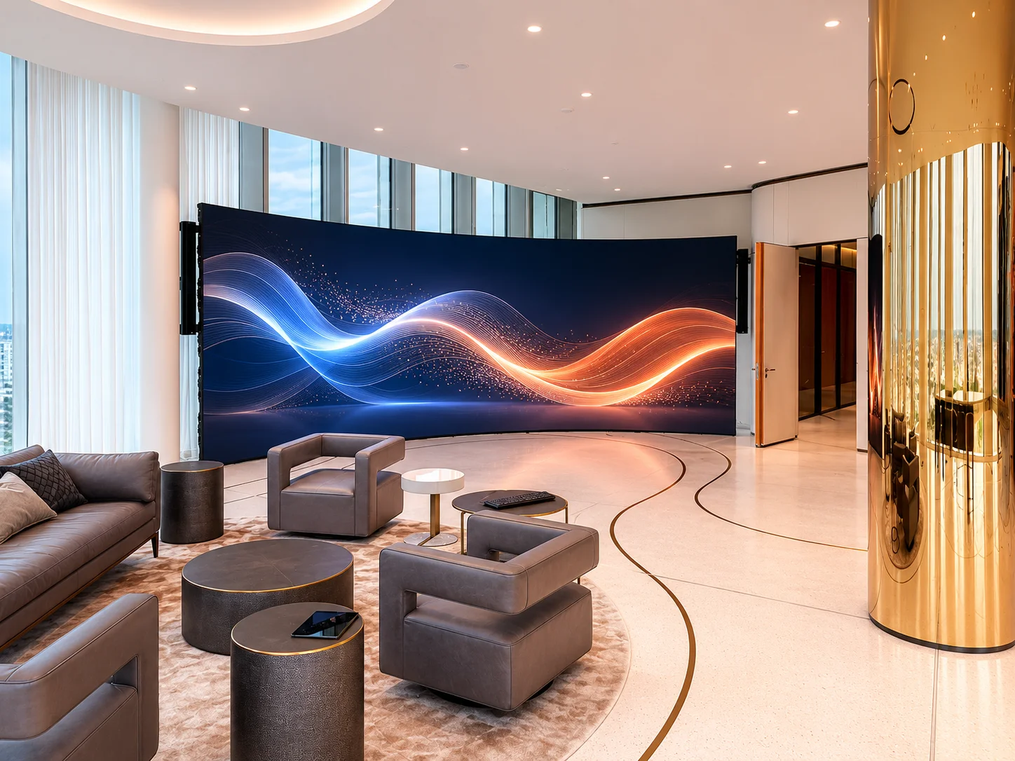 LED wall in the Tiergarten Salon — abstract data keynote