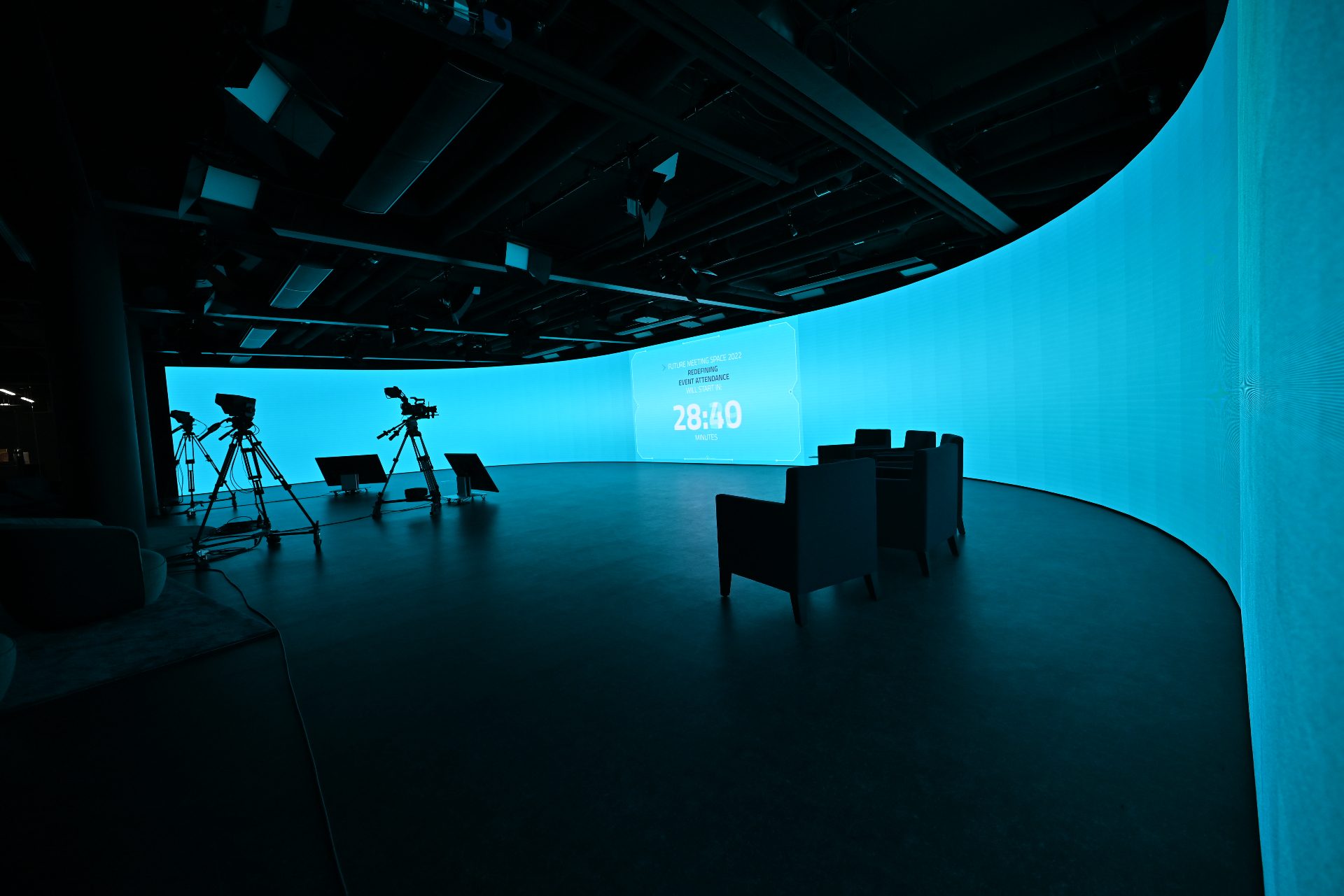 Broadcast studio with cameras on set