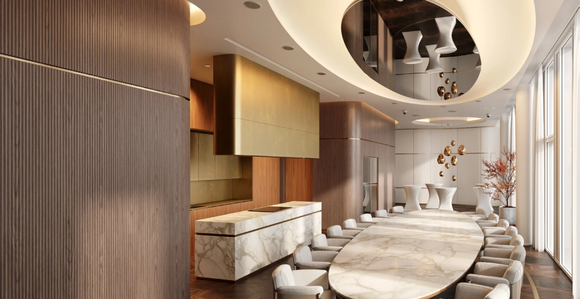 Sky-floor boardroom with panorama view of Berlin.
